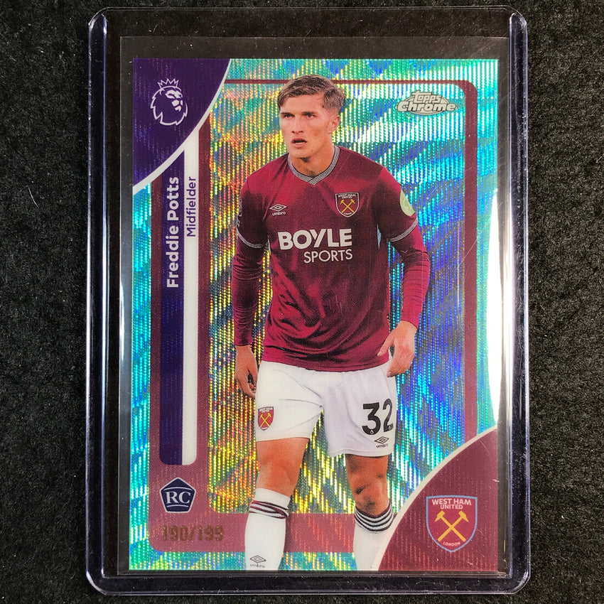 2026 Topps Chrome Premier League EPL FREDDIE POTTS Rookie Aqua Wave 190/199 #186