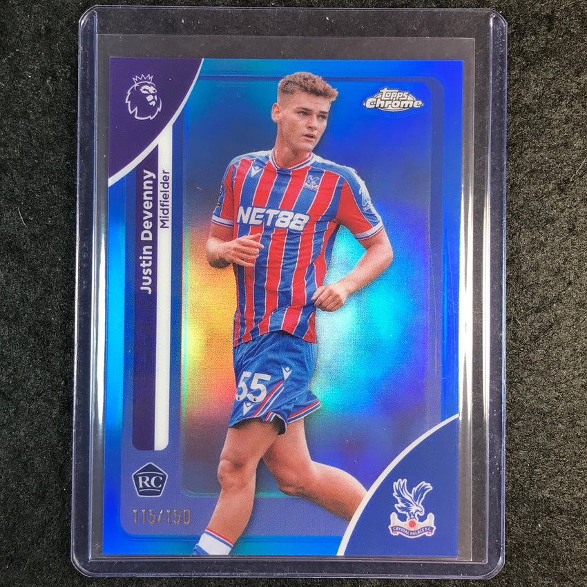 2026 Topps Chrome Premier League EPL JUSTIN DEVENNY Rookie Blue 115/150 #71