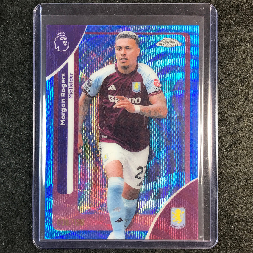 2026 Topps Chrome Premier League EPL MORGAN ROGERS Blue Wave 38/150 #22
