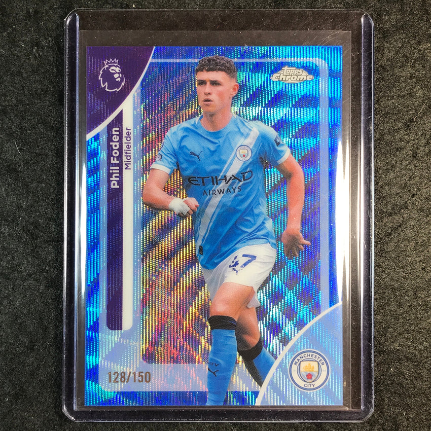 2026 Topps Chrome Premier League EPL PHIL FODEN Blue Wave 128/150 #124