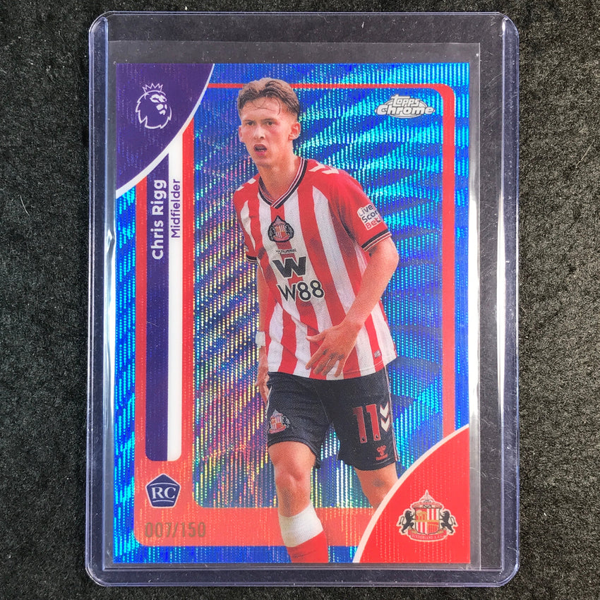 2026 Topps Chrome Premier League EPL CHRIS RIGG Rookie Blue Wave 7/150 #163