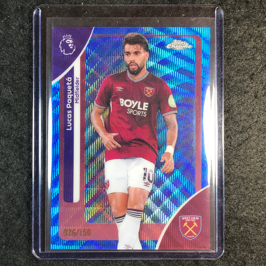 2026 Topps Chrome Premier League EPL LUCAS PAQUETA Blue Wave 26/150 #187
