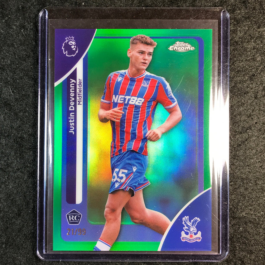 2026 Topps Chrome Premier League EPL JUSTIN DEVENNY Rookie Green 21/99 #71