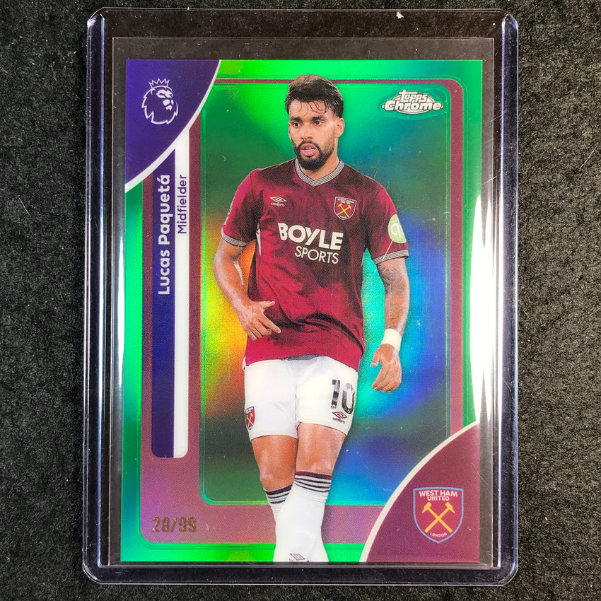 2026 Topps Chrome Premier League EPL LUCAS PAQUETA Green 28/99 #187