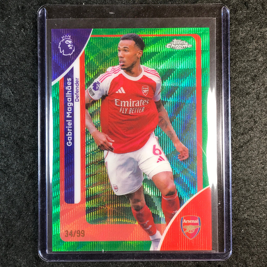 2026 Topps Chrome Premier League EPL GABRIEL MAGALHAES Green Wave 34/99 #16