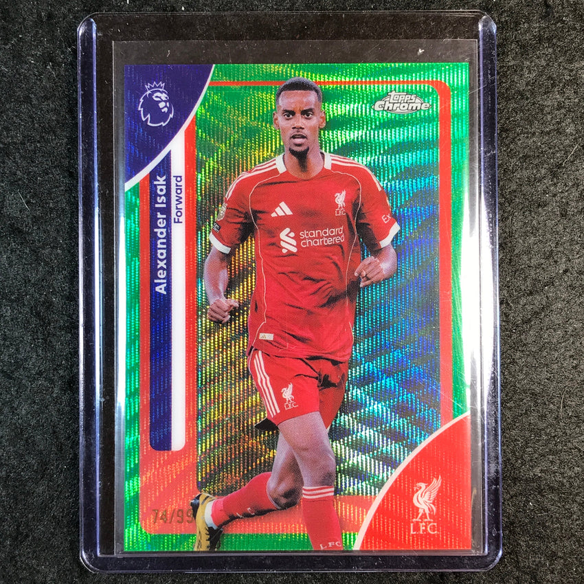 2026 Topps Chrome Premier League EPL ALEXANDER ISAK Green Wave 74/99 #117