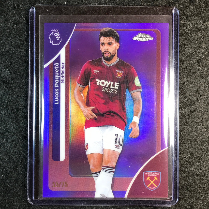 2026 Topps Chrome Premier League EPL LUCAS PAQUETA Purple 55/75 #187