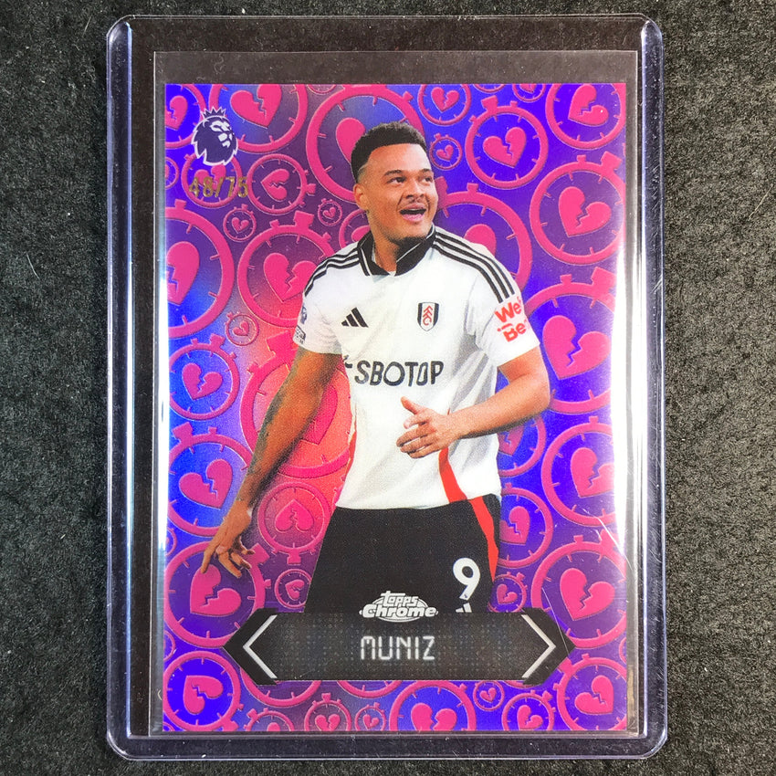 2026 Topps Chrome Premier League EPL RODRIGO MUNIZ Heartbreaker Purple 48/75 #7