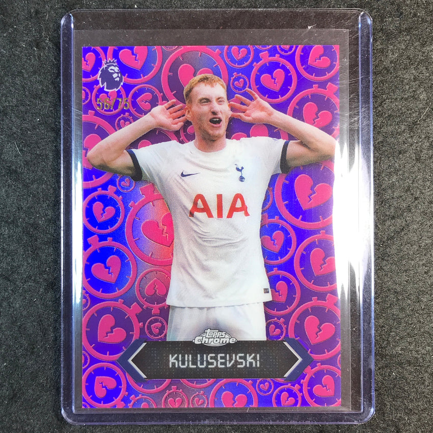 2026 Topps Chrome Premier League DEJAN KULUSEVSKI Heartbreaker Purple 56/75 #20