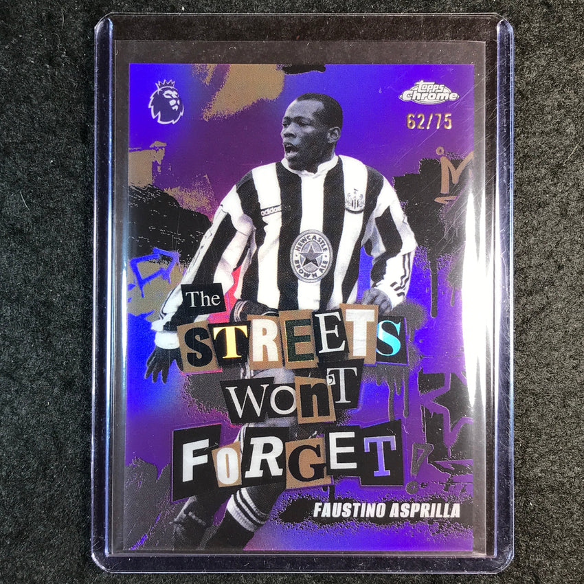 2026 Topps Chrome Premier League FAUSTINO ASPRILLA Streets Forget Purple 62/75