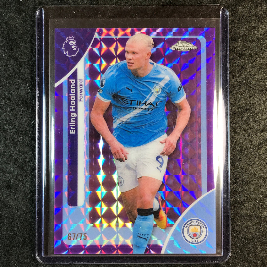 2026 Topps Chrome Premier League EPL ERLING HAALAND Purple Geometric 67/75 #125