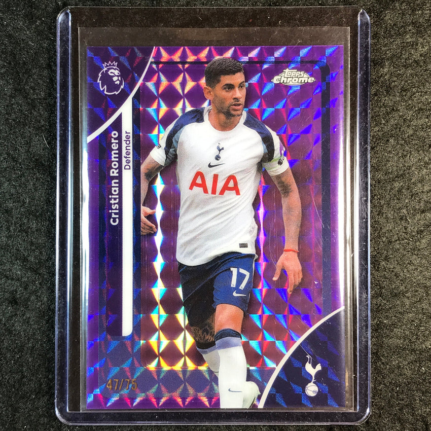 2026 Topps Chrome Premier League EPL CRISTIAN ROMERO Purple Geometric 47/75 #171