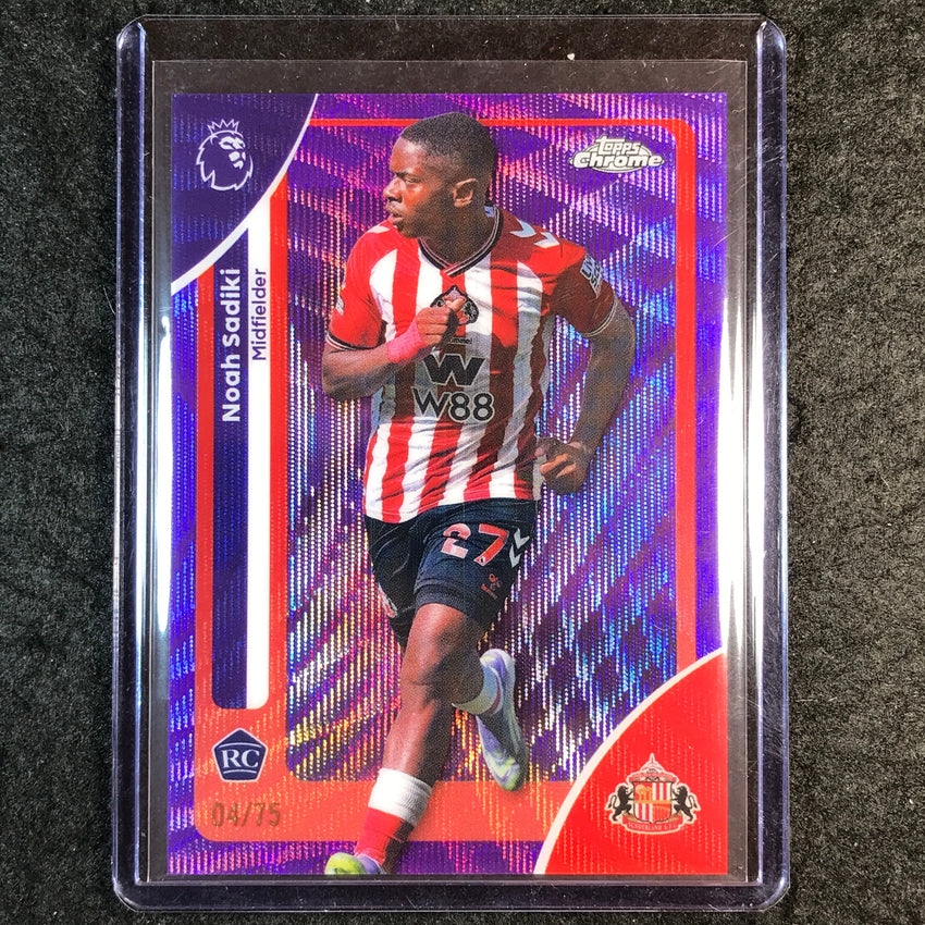 2026 Topps Chrome Premier League EPL NOAH SADIKI Rookie Purple Wave 4/75 #161