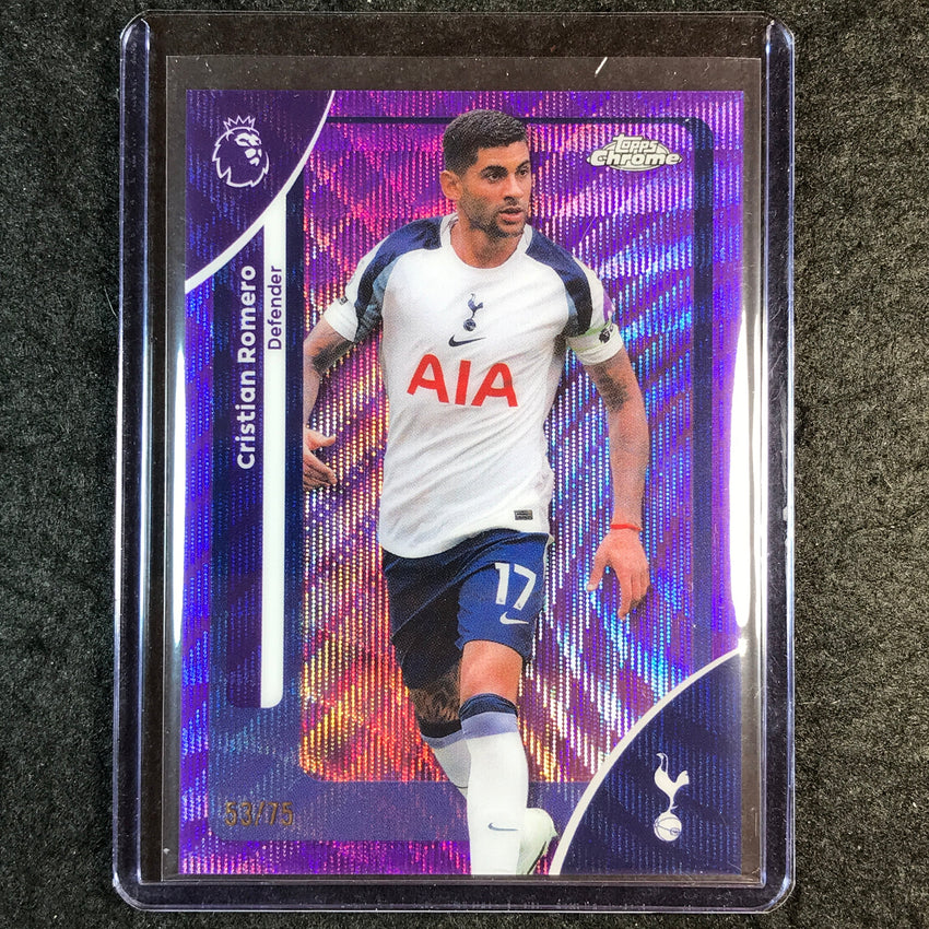2026 Topps Chrome Premier League EPL CRISTIAN ROMERO Purple Wave 53/75 #171