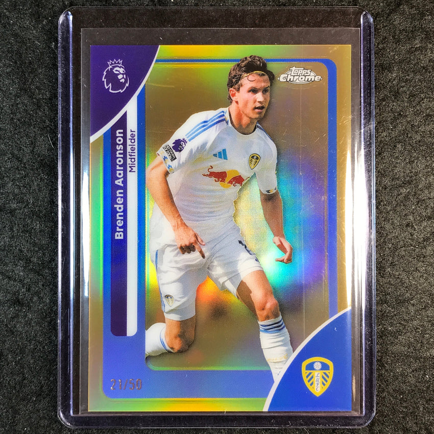 2026 Topps Chrome Premier League EPL BRENDEN AARONSON Gold 21/50 #105