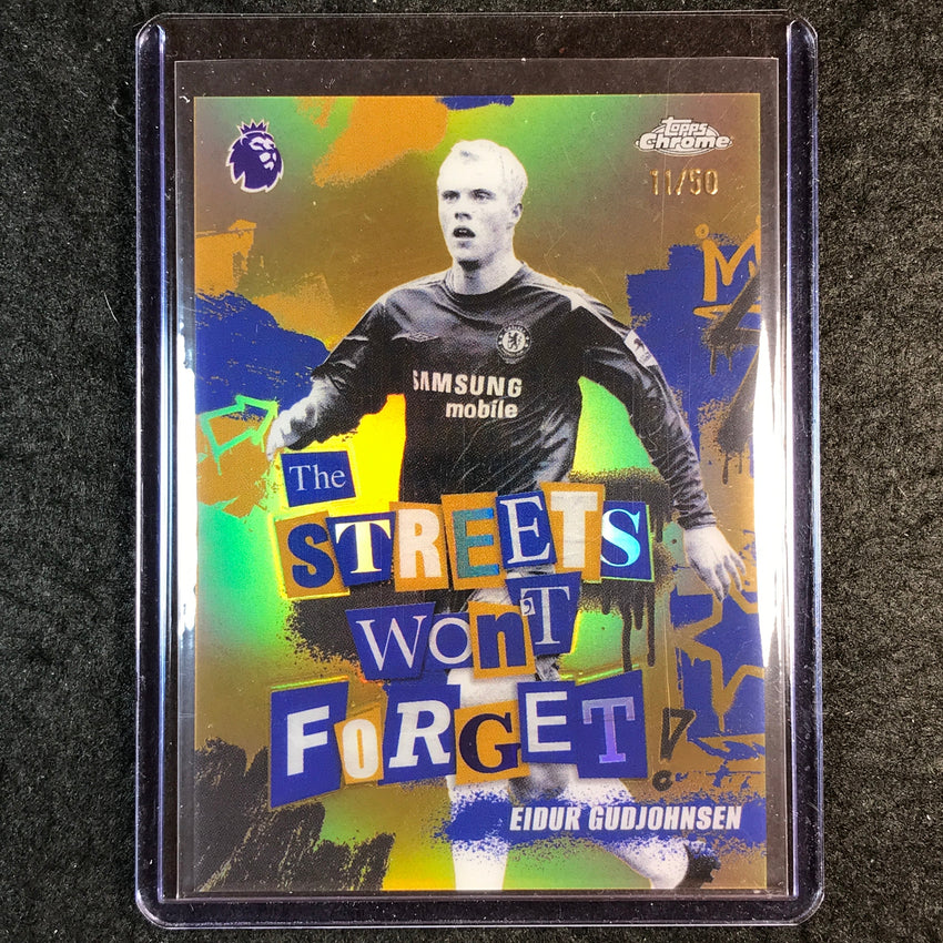 2026 Topps Chrome Premier League GUDJOHNSEN Streets Won't Forget Gold 11/50