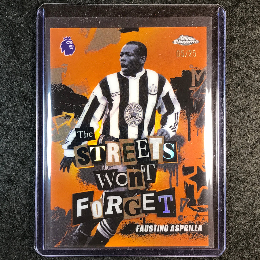 2026 Topps Chrome Premier League EPL FAUSTINO ASPRILLA Won't Forget Orange 5/25
