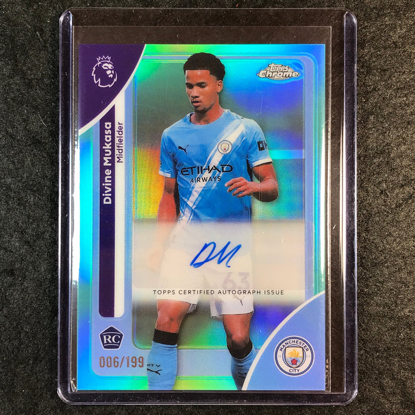 2026 Topps Chrome Premier League EPL DIVINE MUKASA Chrome Rookie Auto Aqua 6/199