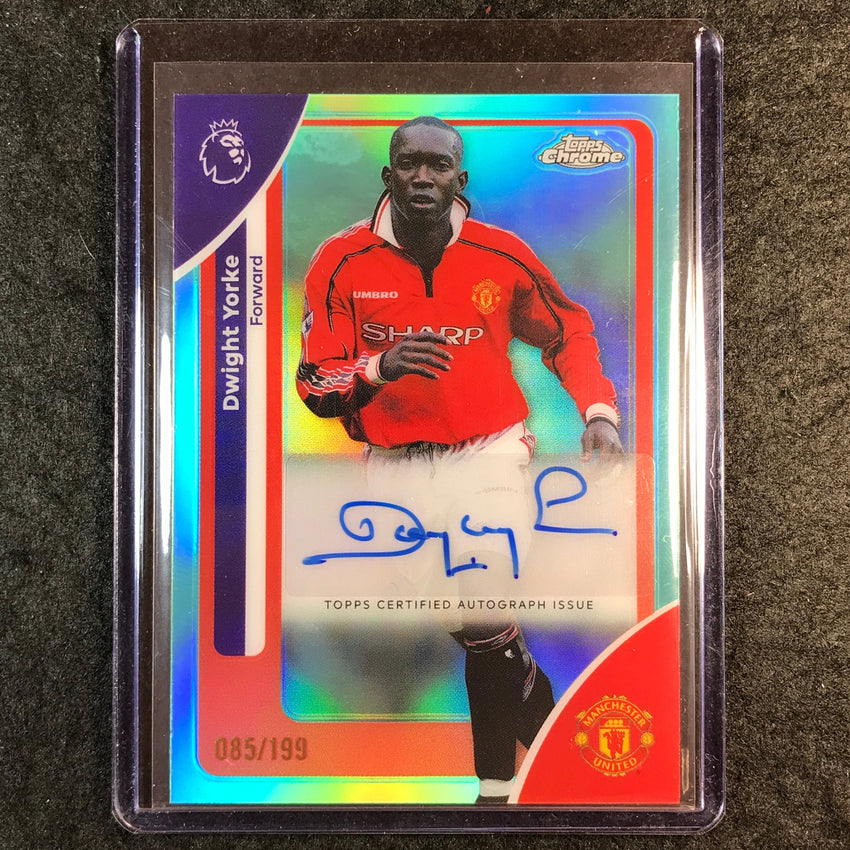 2026 Topps Chrome Premier League EPL DWIGHT YORKE Chrome Auto Aqua 85/199
