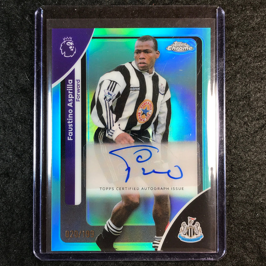 2026 Topps Chrome Premier League EPL FAUSTINO ASPRILLA Chrome Auto Aqua 20/199