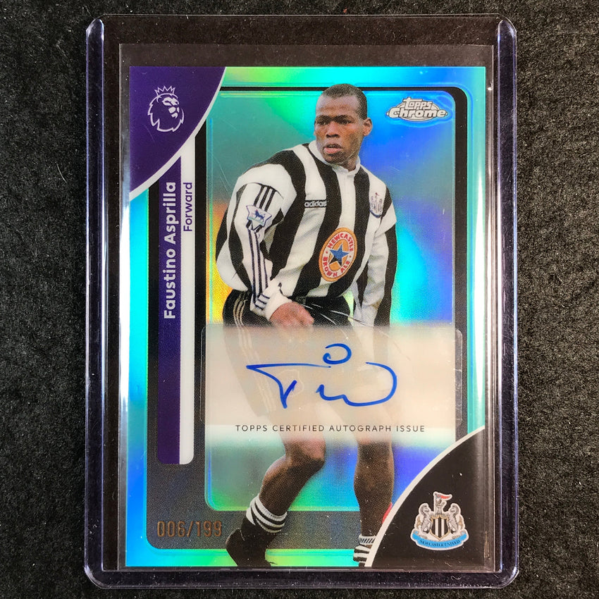 2026 Topps Chrome Premier League EPL FAUSTINO ASPRILLA Chrome Auto Aqua 6/199