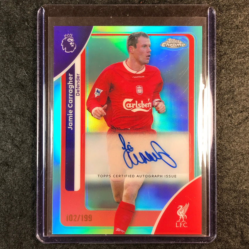 2026 Topps Chrome Premier League EPL JAMIE CARRAGHER Chrome Auto Aqua 102/199