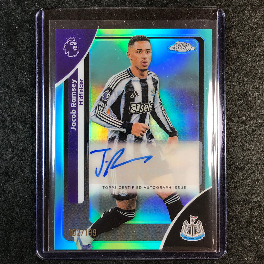 2026 Topps Chrome Premier League EPL JACOB RAMSEY Chrome Auto Aqua 102/199