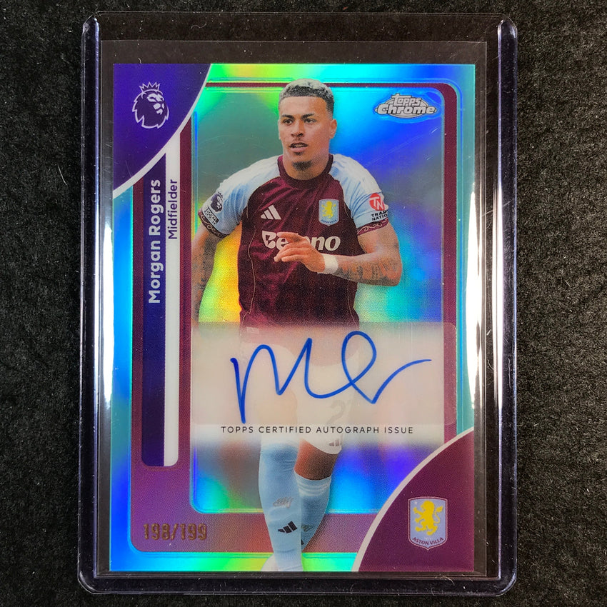 2026 Topps Chrome Premier League EPL MORGAN ROGERS Chrome Auto Aqua 198/199