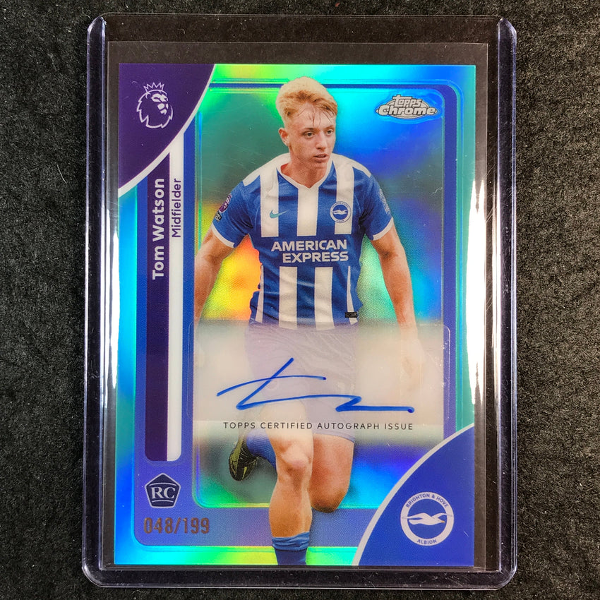 2026 Topps Chrome Premier League EPL TOM WATSON Chrome Rookie Auto Aqua 48/199