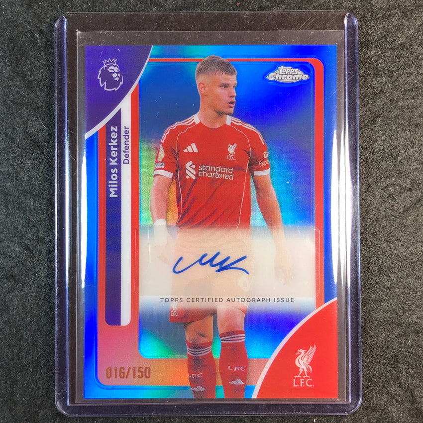 2026 Topps Chrome Premier League EPL MILOS KERKEZ Chrome Auto Blue 16/150