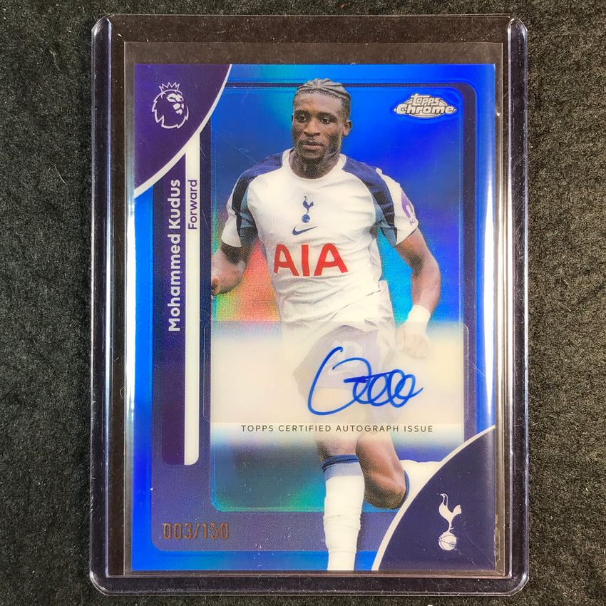 2026 Topps Chrome Premier League EPL MOHAMMED KUDUS Chrome Auto Blue 3/150