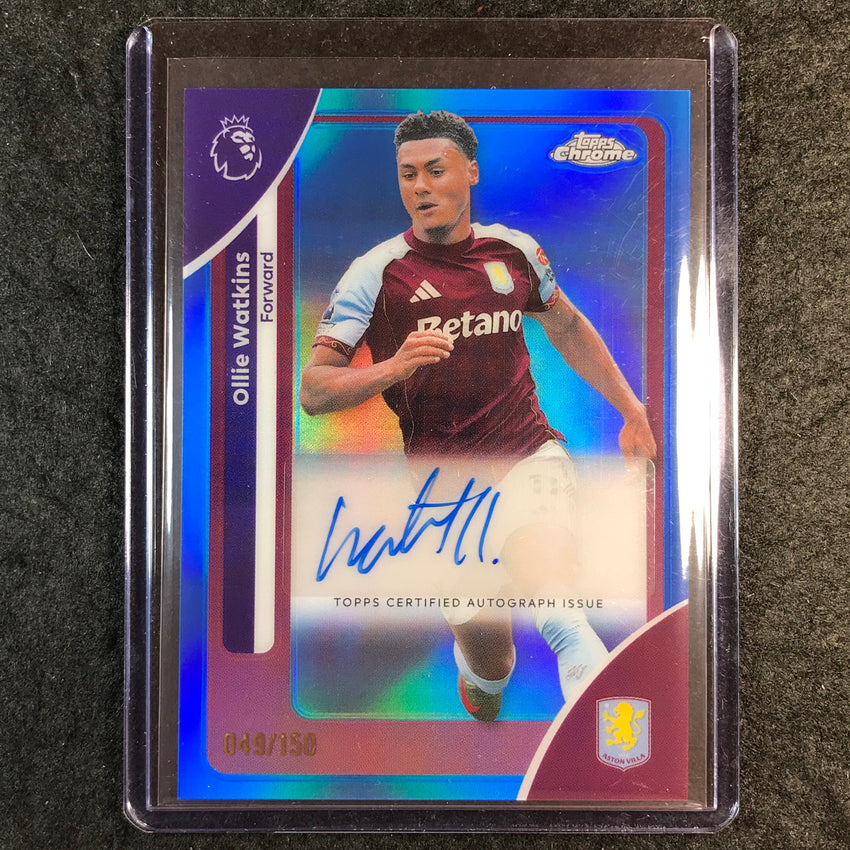 2026 Topps Chrome Premier League EPL OLLIE WATKINS Chrome Auto Blue 49/150