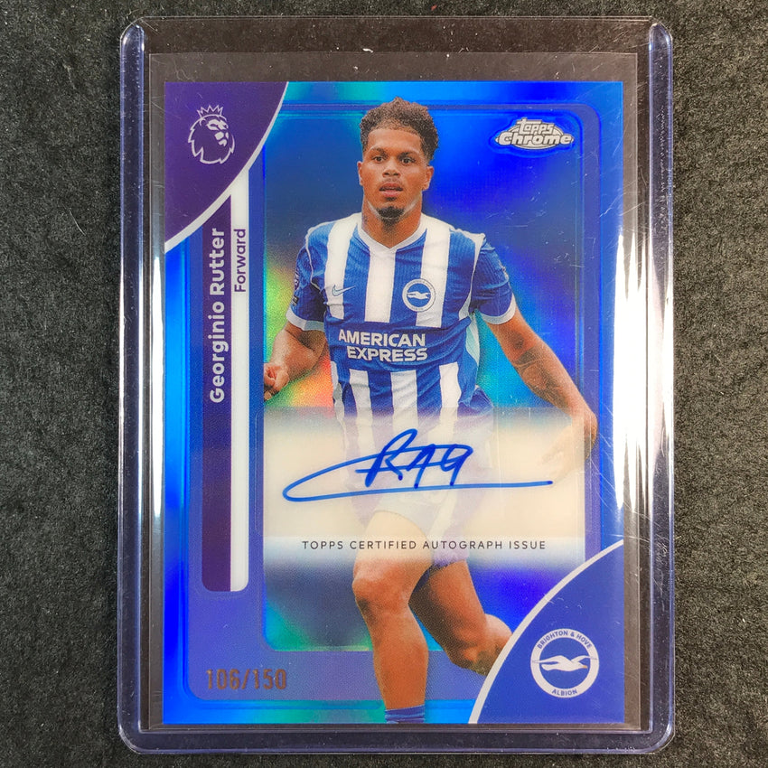 2026 Topps Chrome Premier League EPL GEORGINIO RUTTER Chrome Auto Blue 106/150