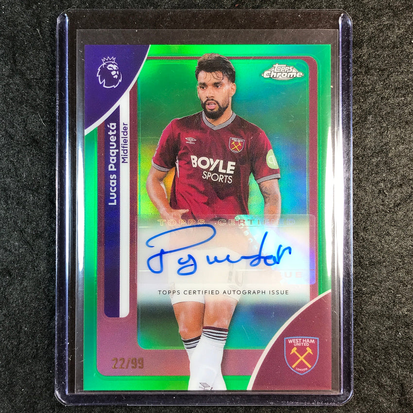 2026 Topps Chrome Premier League EPL LUCAS PAQUETA Chrome Auto Green 22/99