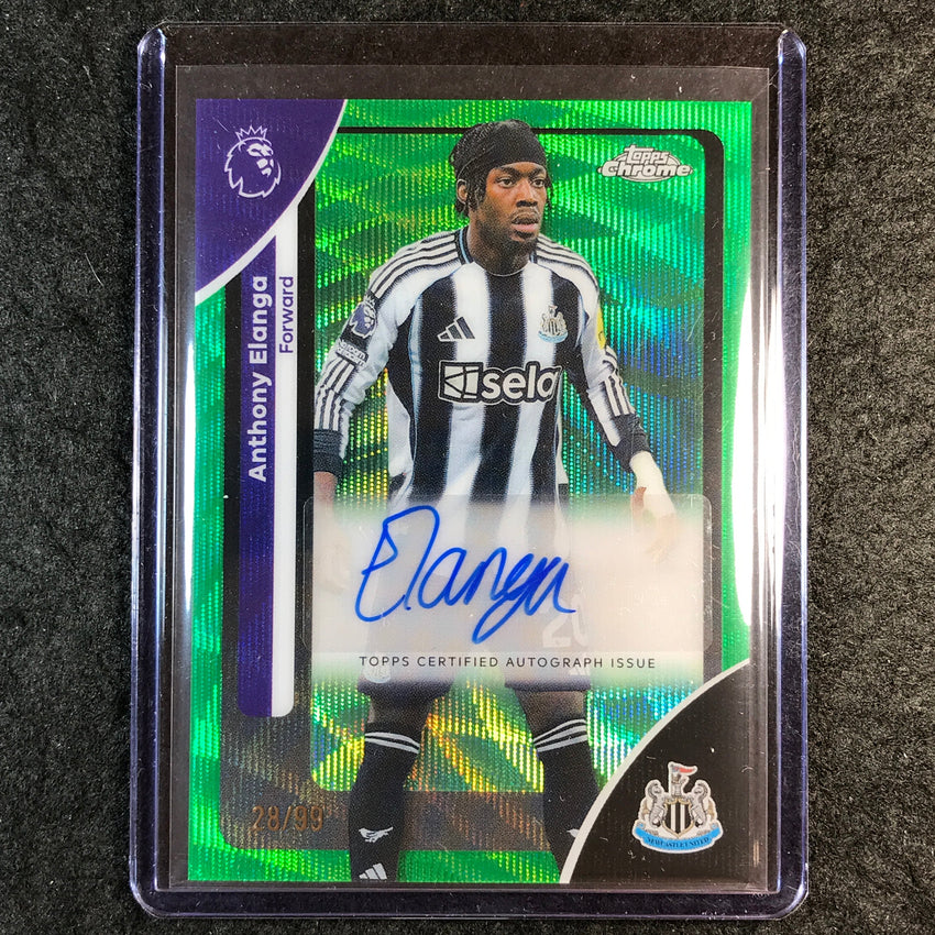 2026 Topps Chrome Premier League EPL ANTHONY ELANGA Chrome Auto Green Wave 28/99