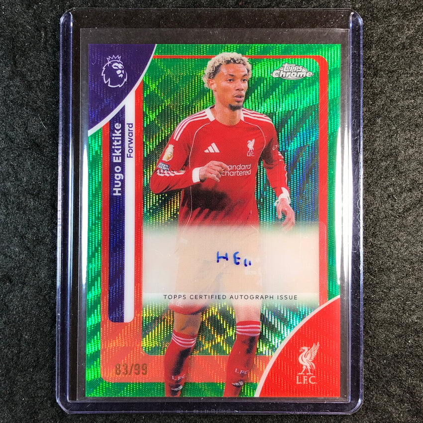 2026 Topps Chrome Premier League EPL HUGO EKITIKE Chrome Auto Green Wave 83/99