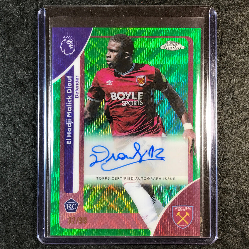 2026 Topps Chrome Premier League MALICK DIOUF Rookie Auto Green Wave 32/99