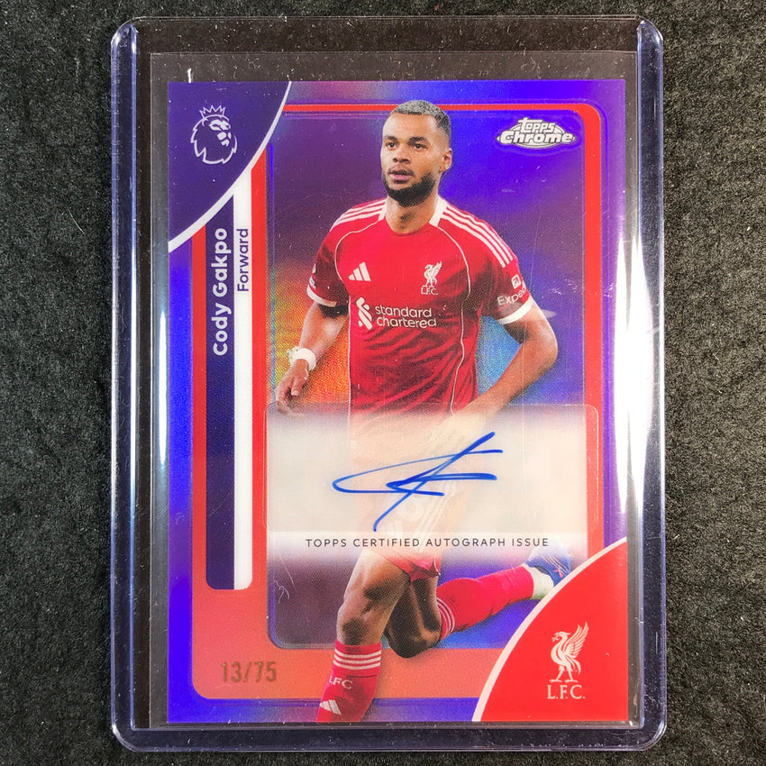 2026 Topps Chrome Premier League EPL CODY GAKPO Chrome Auto Purple 13/75