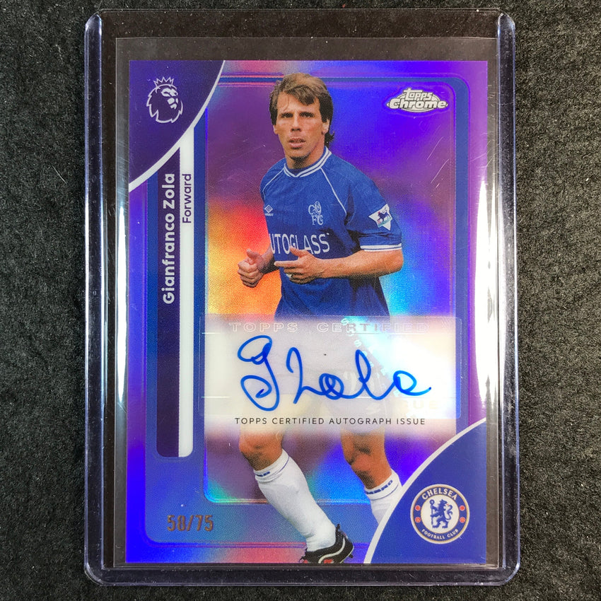 2026 Topps Chrome Premier League EPL GIANFRANCO ZOLA Chrome Auto Purple 58/75