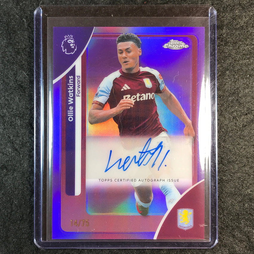2026 Topps Chrome Premier League EPL OLLIE WATKINS Chrome Auto Purple 14/75