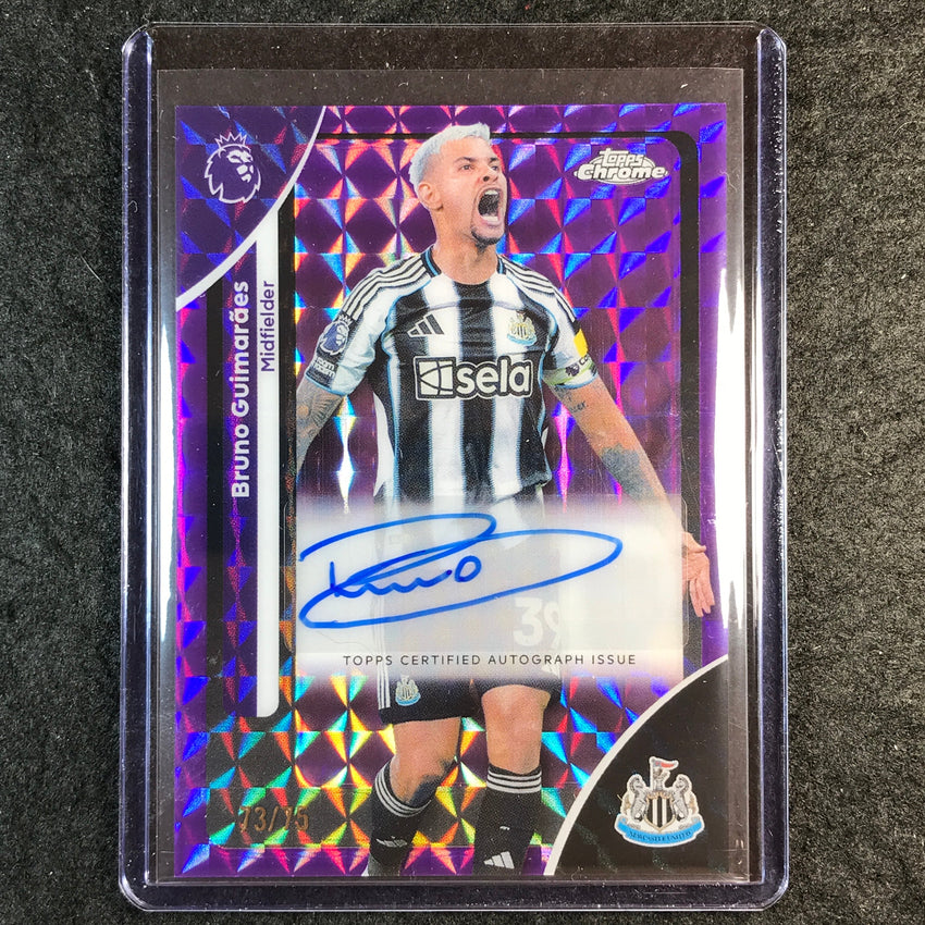 2026 Topps Chrome Premier League EPL BRUNO GUIMARAES Auto Purple Geometric 73/75