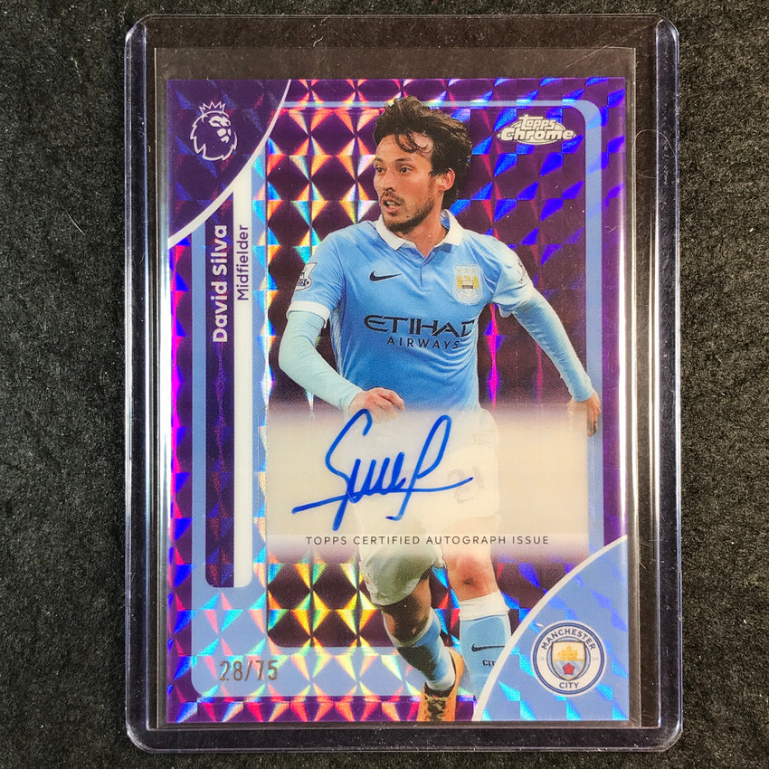 2026 Topps Chrome Premier League EPL DAVID SILVA Auto Purple Geometric 28/75