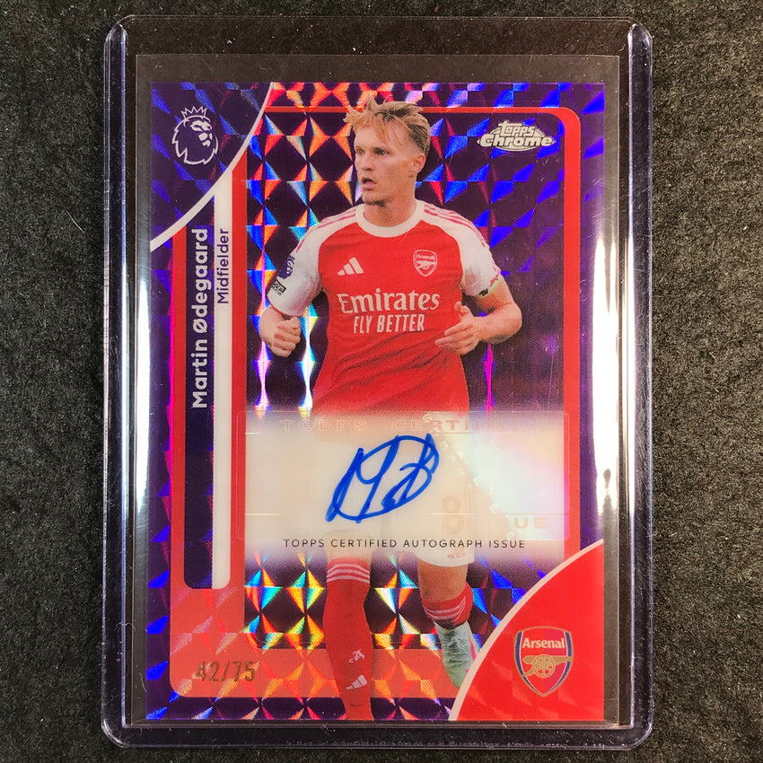 2026 Topps Chrome Premier League EPL MARTIN ODEGAARD Auto Purple Geometric 42/75