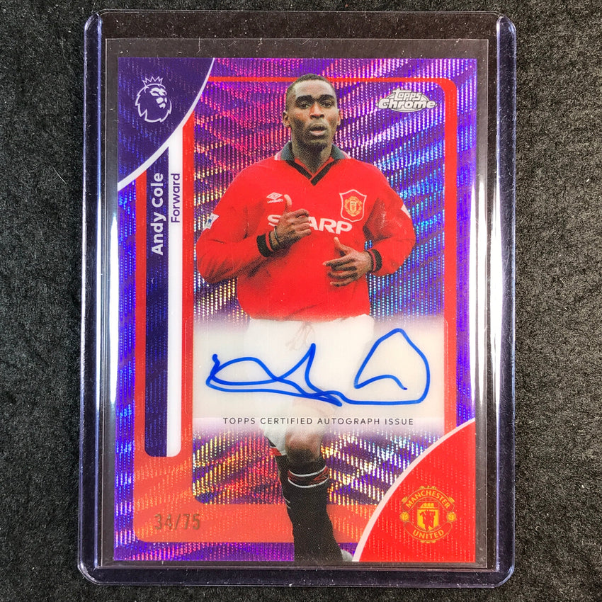 2026 Topps Chrome Premier League EPL ANDY COLE Chrome Auto Purple Wave 34/75