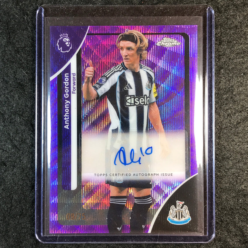 2026 Topps Chrome Premier League EPL ANTHONY GORDON Chrome Auto Purple Wave 9/75