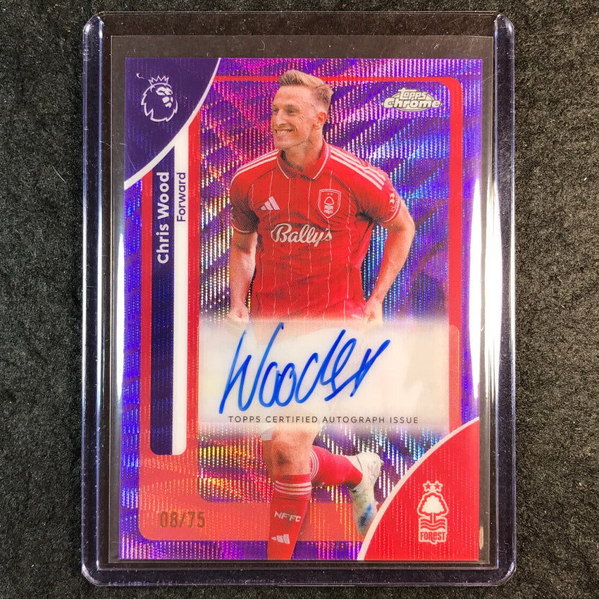 2026 Topps Chrome Premier League EPL CHRIS WOOD Chrome Auto Purple Wave 8/75