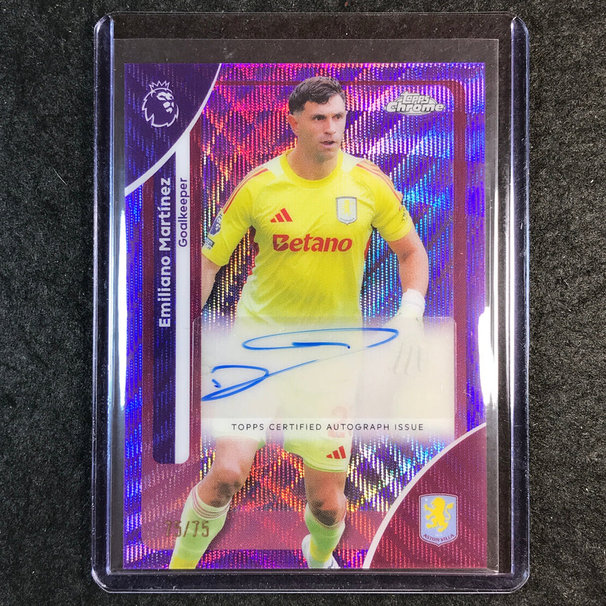 2026 Topps Chrome Premier League EPL EMILIANO MARTINEZ Auto Purple Wave 75/75