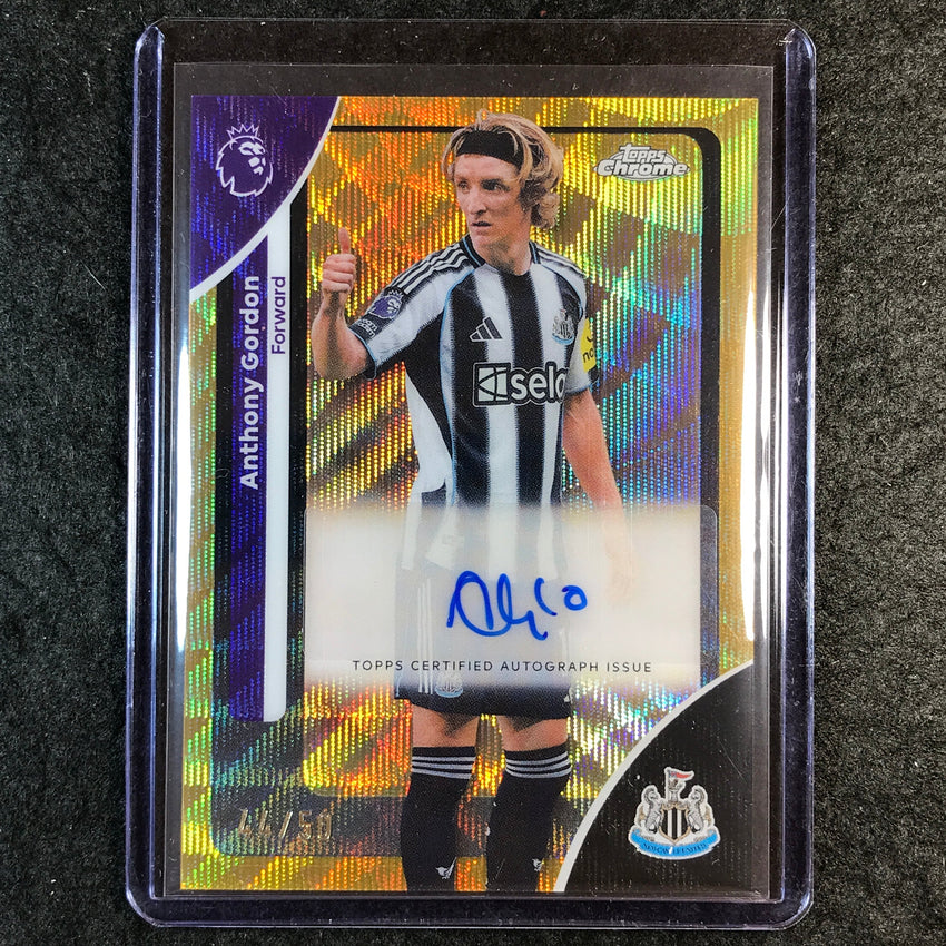 2026 Topps Chrome Premier League EPL ANTHONY GORDON Chrome Auto Gold Wave 44/50