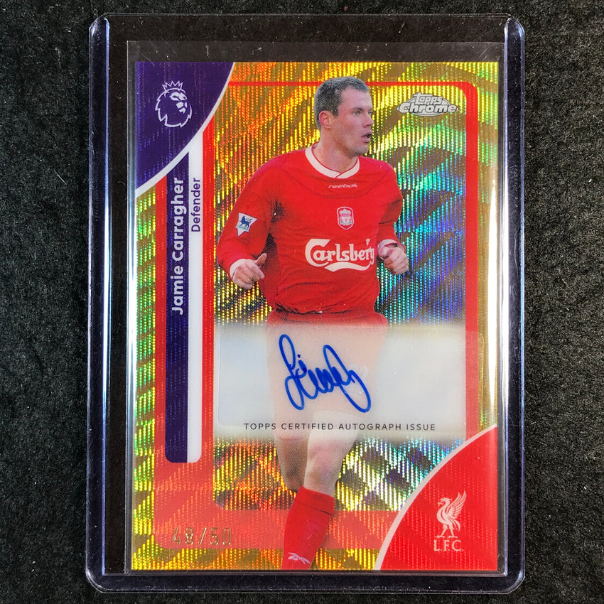 2026 Topps Chrome Premier League EPL JAMIE CARRAGHER Chrome Auto Gold Wave 48/50