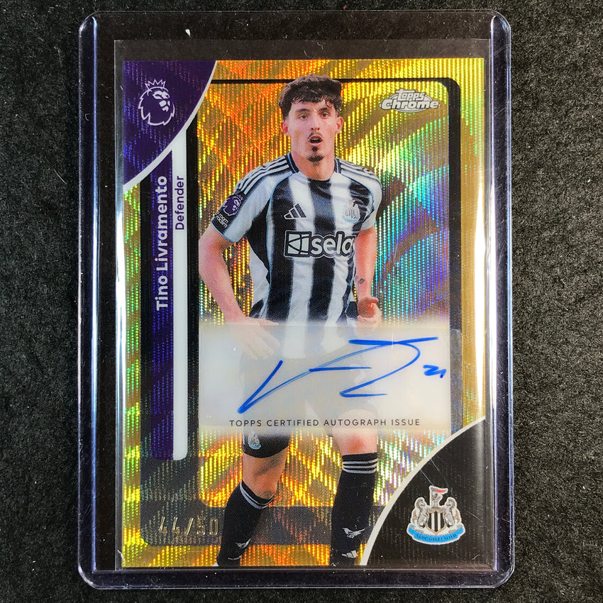 2026 Topps Chrome Premier League EPL TINO LIVRAMENTO Chrome Auto Gold Wave 44/50